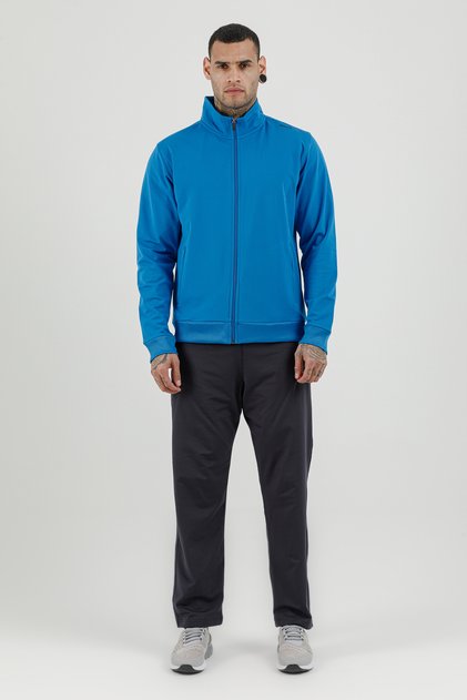 Sportswear Full Length Zippered Men's Mock Neck Piece Tracksuit Set Cobalt