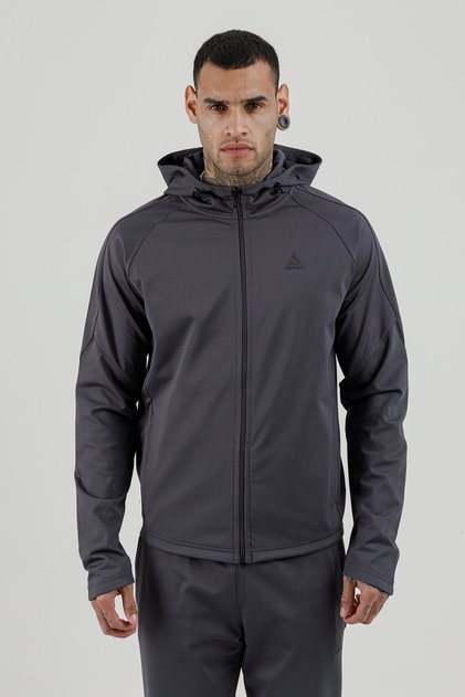 Power 22 CR Line Tam Boy Fermuarlı Erkek Kapüşonlu Sweatshirt Füme