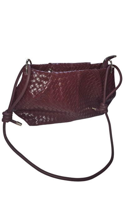 Ezzybliss Women's Burgundy New Season Portfolio and Knitted Pattern Scholarship Model Strap Handbag Shoulder Bag