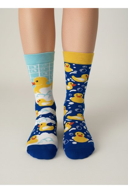 Right and Left Different Chick Patterned Socks 1 Pair