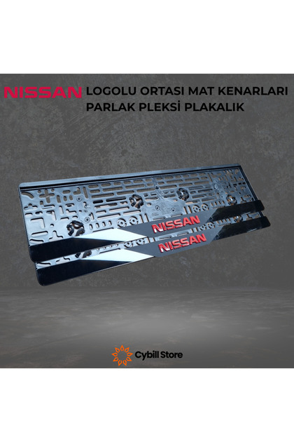 CybillStore Nissan Logolu Mat Ortalı Parlak Pleksi Plakalık 2'li