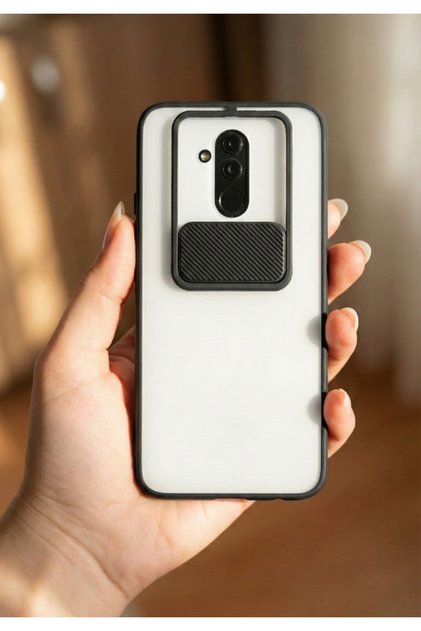 Huawei Mate 20 Lite Uyumlu Kılıf Kamera Koruma Sürgülü Buzlu Tasarım Sert Kapak