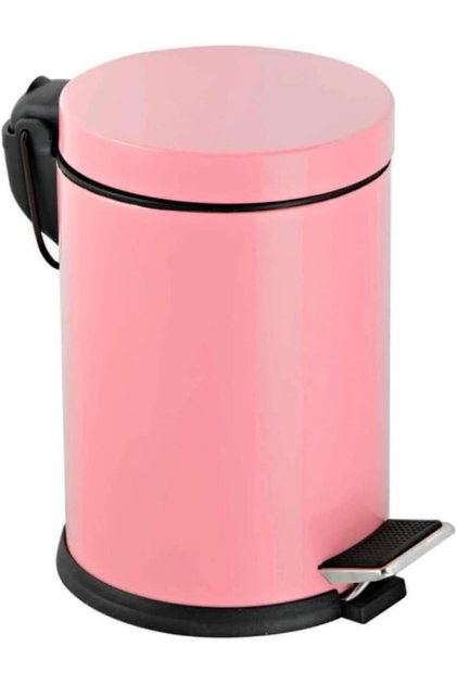 Premium Serisi 3 Litre Hacimli Paslanmaz Banyo-Mutfak Pedallı Çöp Kovası Pembe, 3 Litre