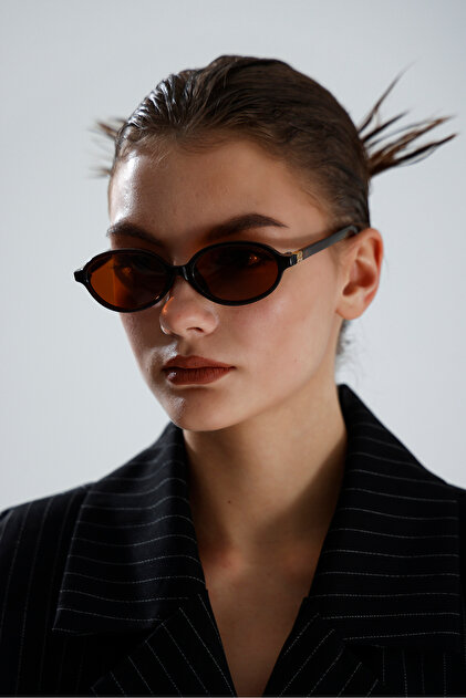 Round Oval Brown Framed Uv Protection Women's Sunglasses