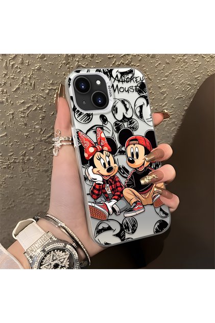 iPhone 13/14 Compatible Silicone Edge Hard Back Anti-Fall Case Classic Mickey Mouse