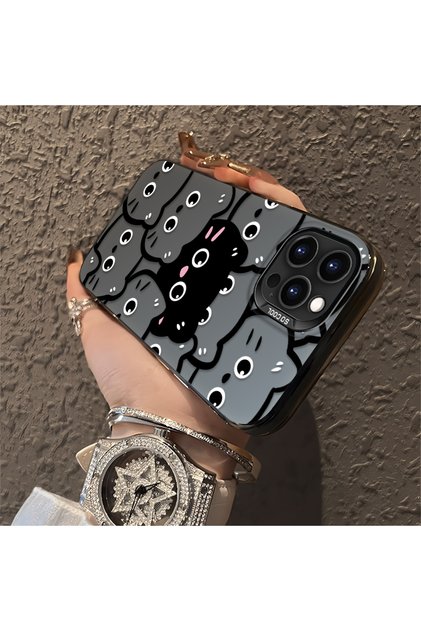 iPhone 14 Pro Max Compatible Silicone Edge Acrylic Back Sweet Cat Protective Case