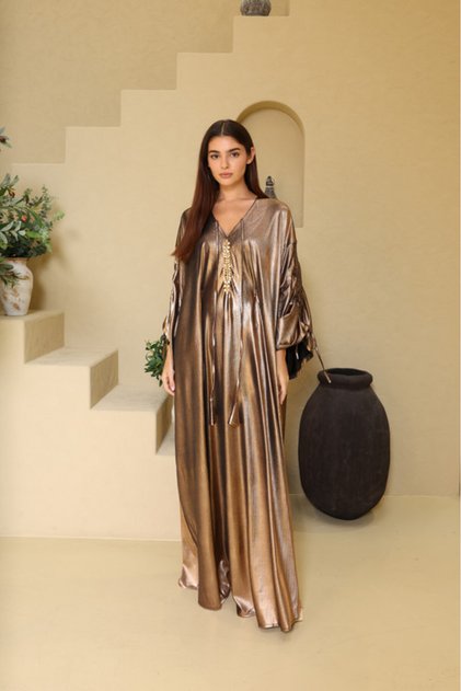 Shimmer Fabric Brown Luxury Jalabiya