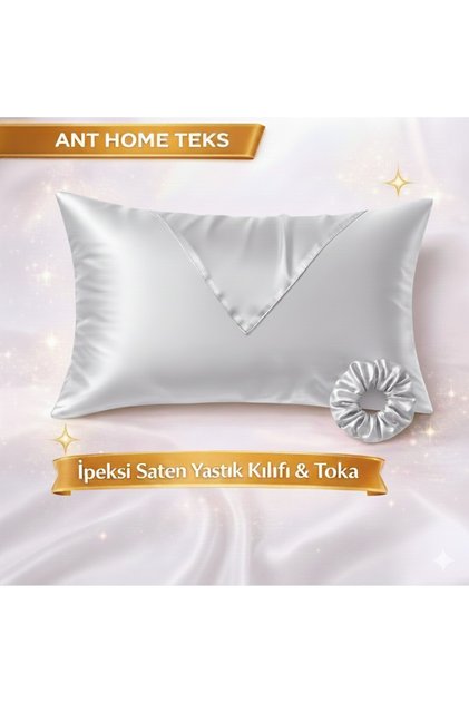Mini Set Tekli İpeksi Saten Yastık Kılıfı + Toka Kıvırcık ve Düz Saçlar için