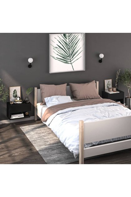 Wall-mounted Bedside Cabinets 2 pcs Black