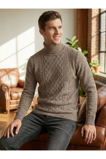 Men's Hair Braided Wool Full Fisherman Sweater-1412
