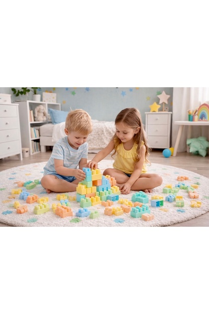 Sandıklı Büyük Pastel Renkli Bloklar (85 Parça) 5213