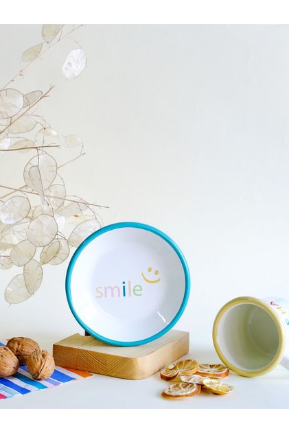 Enamel Plate 12cm Smile Pattern