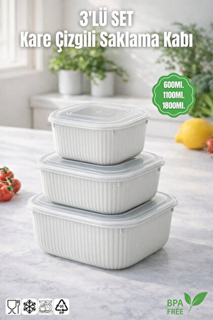 【あり】LE.NAN ルナン　3点セット Nandy Home 3 Katlı Bölmeli Lunchbox - Kilitli - Taşıma Saplı