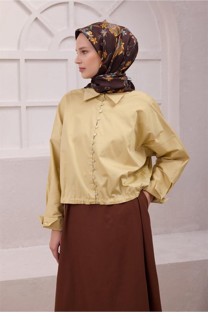 ÇİÇEK DESEN İPEK EŞARP 4210D (TWILL) KAHVE - 85