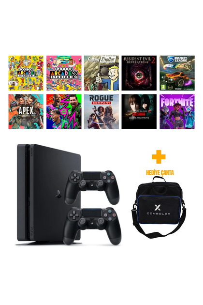 【美品】PS4本体(slim 500GB)➕色々セット Sony PlayStation 4 Slim 500GB + 10 Dijital Oyun + Çift Kol +