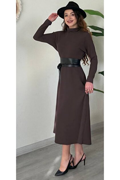 Belt Detailed Knitwear Dress