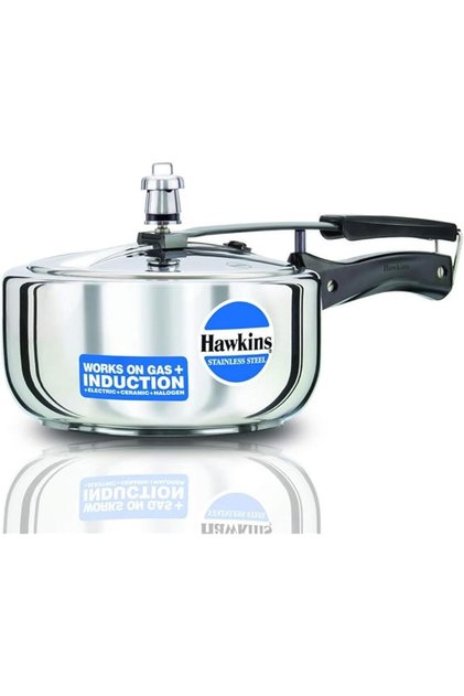 Stainless Steel Induction Compatible Base Pressure Cooker, 3 Litres, Silver