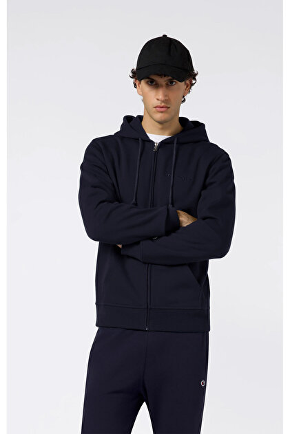 Champion Full Zip Hoodie Sweatshirt Erkek Lacivert Sweatshirt