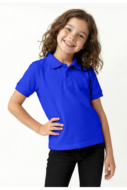 Children's Polo Neck School T-Shirt Polo Fabric School Clothing - Cobalt Blue