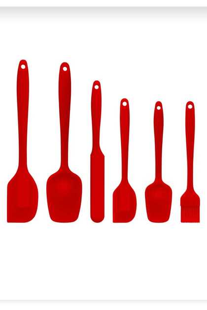 6lı Takım Yanmaz Yapışmaz Mutfak Pasta Slikon Yumurta Fırçası Kaşık Bıçak Spatula Seti