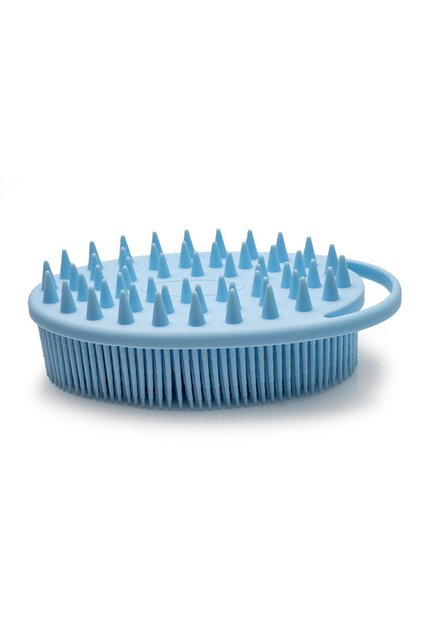 Silicone Body Scrubber, Gentle Bath & Shampoo Brush, Exfoliating, Rapid Foaming, Massage-Dark Blue