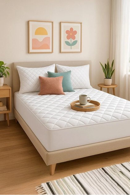 Sıvı Geçirmez Fitted Alez | Pamuklu, Kapitone, Full Kenar, Ultra Sessiz, Terletmez, Yatak Koruyucu