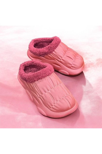 Unisex Burgundy Fur-Lined Ultrasoft Non-Slip Sole Home Office Slippers