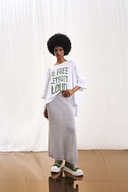 Vdr Gray Knitwear Midi Skirt 17176