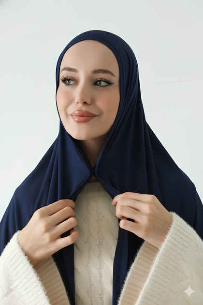 Mıknatıslı Bambu Penye Şal Lacivert