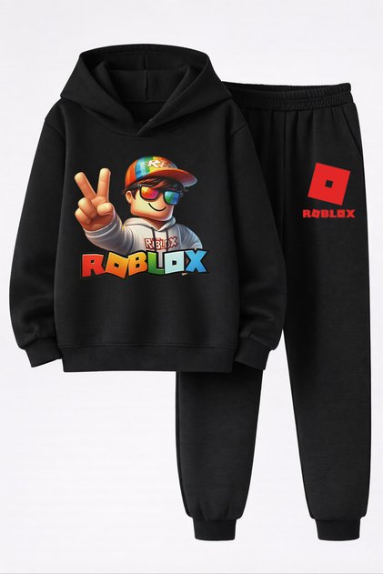 Roblox Printed 3-Ply Quality Sweatshirt and Trackpants Children's Bottom-Top Set