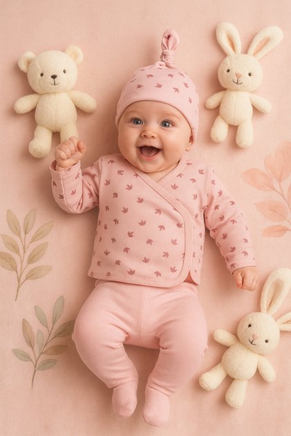 Newborn Baby Girl 0-3 Months Simple and Stylish 5-Piece Hospital Release Zibin Set (Boxed Product; Gift)