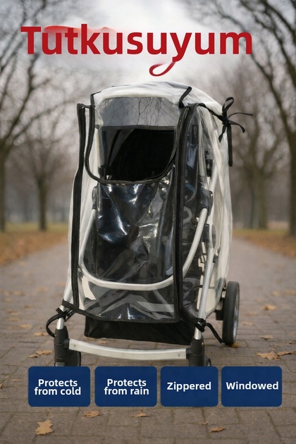 Zippered Ultra Luxury Baby Stroller Rain Cover Black (COMPATIBLE WITH ALL BABY CARS)