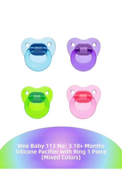 113 No: 3 18+ Months Silicone Pacifier with Teether 1 Piece (Mixed Color)