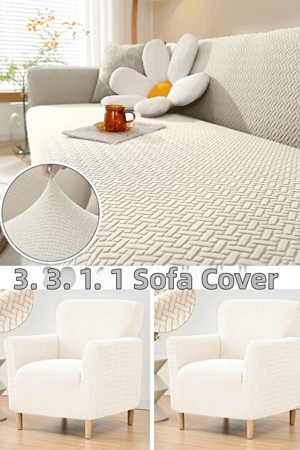 Jacquard Brick Pattern Stretch Elastic Sofa Cover Set 3 3 1 1 Stretchy Couch Sofa Bed Cover