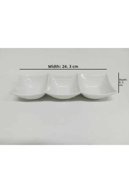 3-Piece Cookie Plate White Rectangular Thermoplus Shock-Resistant