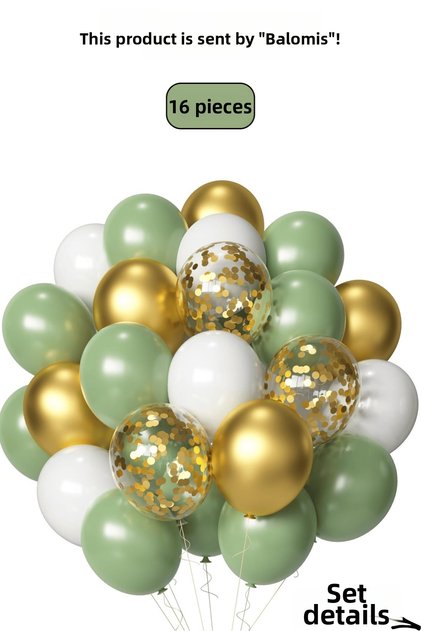 Mold Green Chrome Gold White and Transparent Balloon Set Balloon Sequin 11 Inch