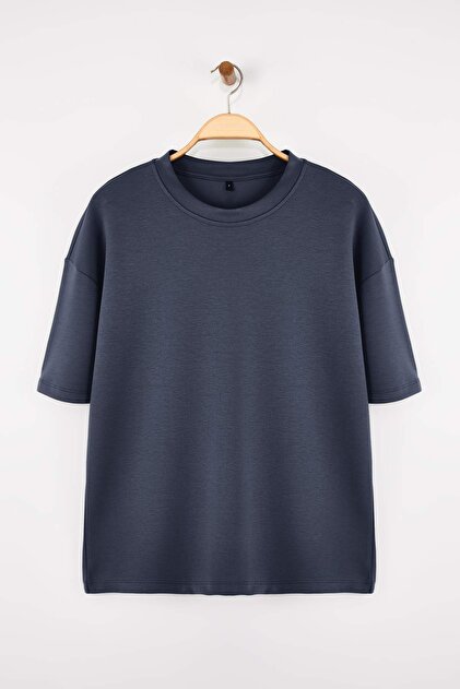 Trendyolmilla Man Indigo Oversize/Geniş Kesim Yumuşak Dokulu Basic