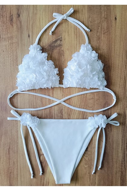 Women's Floral Bikini Set (Without Filling) Off-White