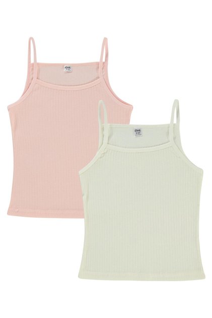 Civil Girls' Ribbed Striped 2-Piece Undershirt Set | Ribana | School Nursery and Daily Use - Ecru