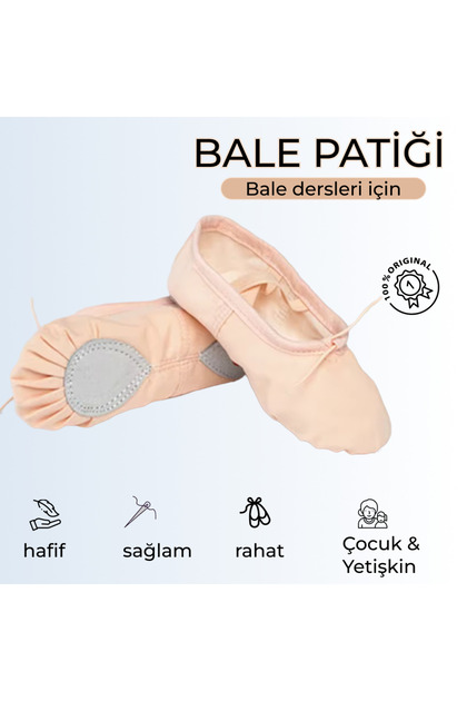 Bale Patiği | Doğal Kumaş, Pamuklu, Kız Çocuk ve Yetişkin İçin Dans Ayakkabısı