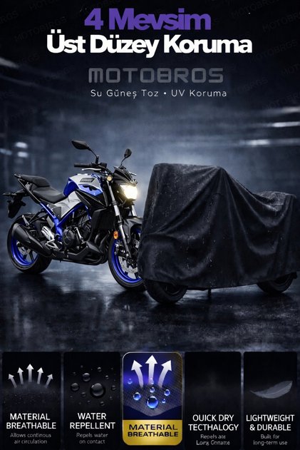 Motorcycle Cover for Yamaha MT25, Black, Waterproof and Durable (THICKEST) Fabric, Lifetime Use.