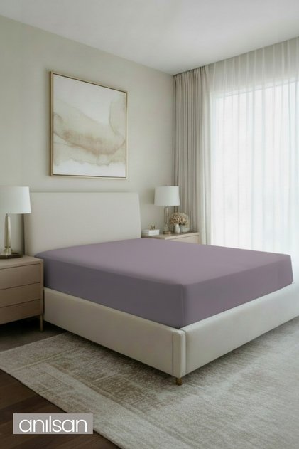 Jersey Single Elastic Fitted Sheet 100% Cotton - Plum