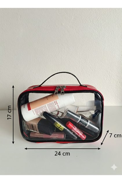 Double-Sided Transparent Makeup Bag – Multi-Purpose Cosmetic Bag with Carrying Handle