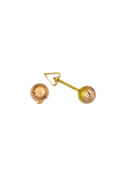 14 Ayar Altın Kalemli Top Küpe 6 Mm