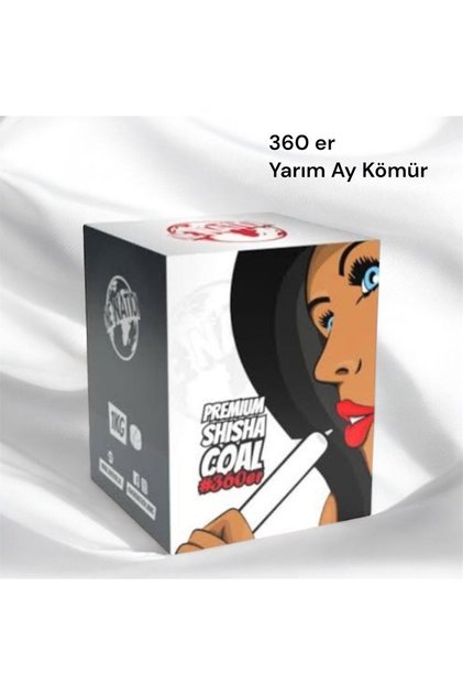 360er Premium Nargile Kömürü 1 Kg - Yarım Ay Kömür - Elma Dilim Kömür