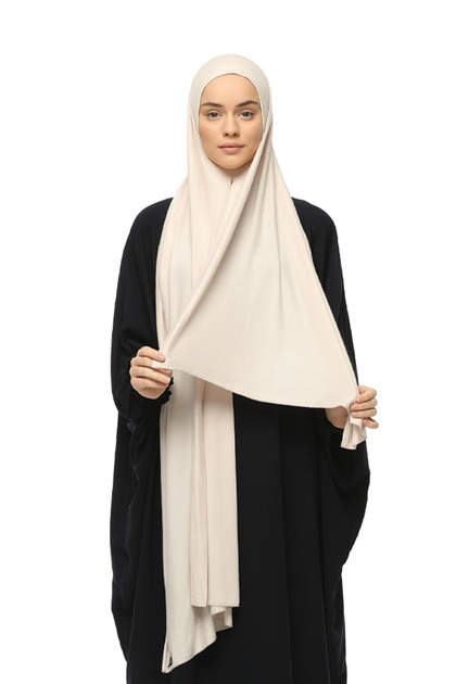 Ready-To-Wear Practical Luxurious Organic Plain Combed Cotton Shawl with Cross Alignment in Dark Cream
