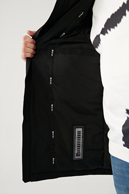 Avva Erkek Siyah Kaban Kaz Tüyü Su Itici Rüzgar Geçirmez