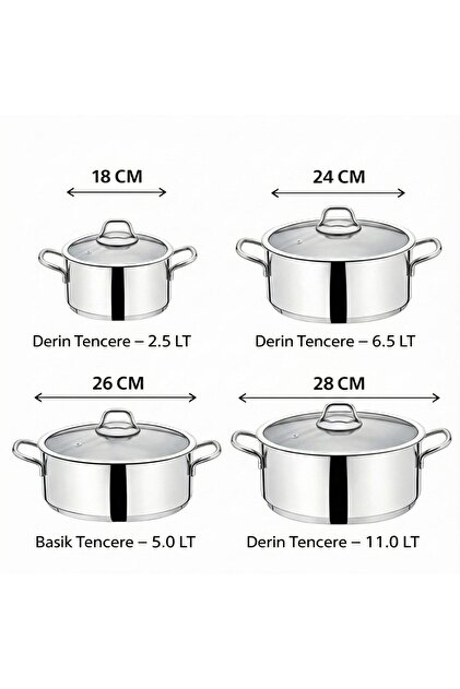 ÖZLİFE VENTO 8 Parça Tencere Seti Sade - Fiyatı, Yorumları