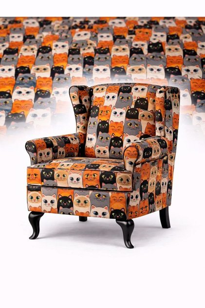 Animal Patterned Upholstery Fabric Cat Patterned Digital Printing Upholstery Fabric