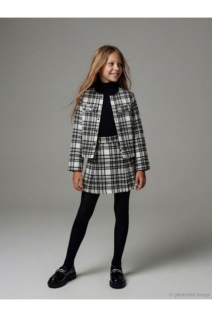 Girl's Tweed Shorts Skirt with Elastic Waist
